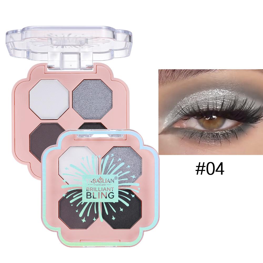 4 Colors Four-leaf Clove Eyeshadow Palette Professional Highlight Shimmer Brightening Long Lasting Eye Shadow Eye Makeup Eye Cosmetic