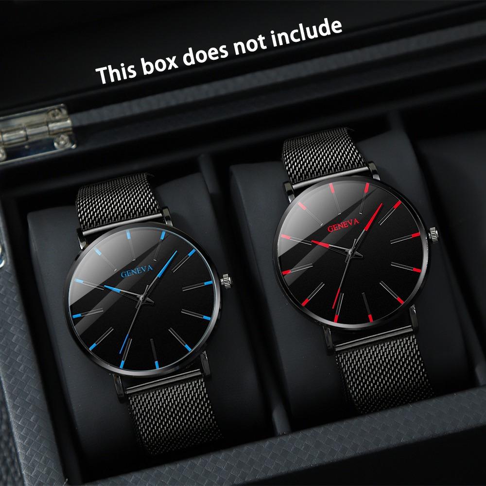 

2 шт./компл. Минималистичные мужские модные ультратонкие часы Простые мужские деловые часы Кварцевые часы с сетчатым ремешком из нержавеющей стали