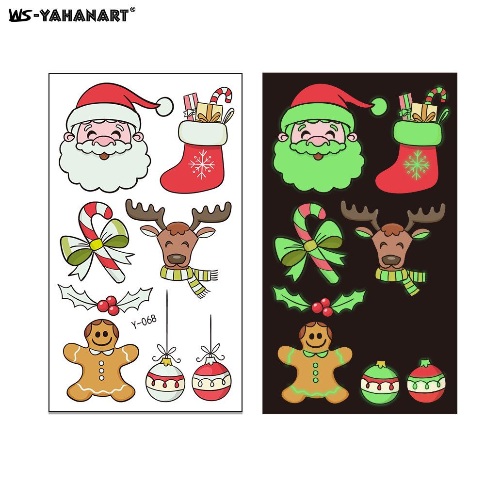 Creative Luminous Christmas & New Year Tattoo Stickers for Kids - Snowflake & Santa Designs