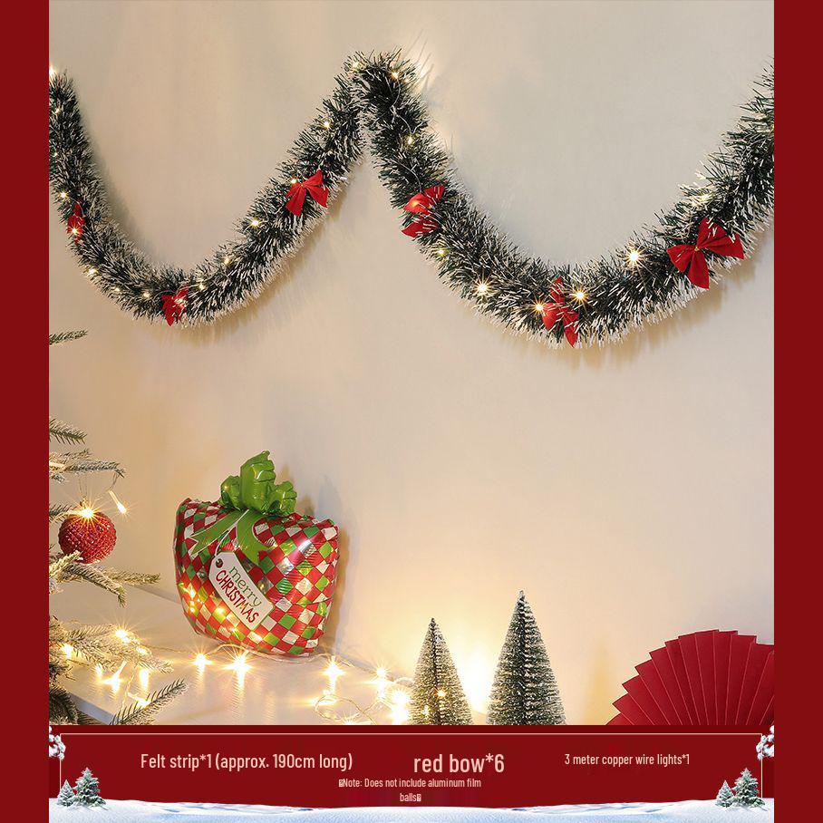 Christmas Decoration Garland: Ribbon, Leaves, Snowflakes, Tinsel, for Windows and Trees.