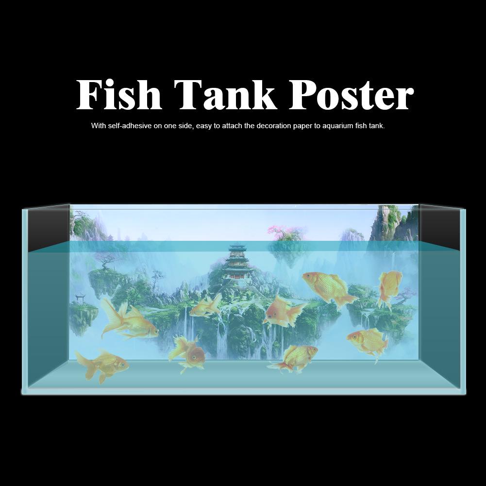 PVC Waterproof Adhesive Sky Castle Pattern Aquarium Background Poster Sticker Fish Tank
