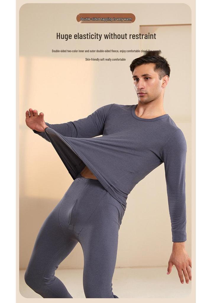 Men's and Women's Autumn/Winter Warm Underwear Set - Cotton, Wool, Cashmere Base Layer with Velvet.