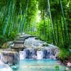 Custom 3D Photo Wallpaper Wall Painting Living Room Bedroom Bamboo Forest Wooden Bridge Stream Water Mural De Parede Waterfall