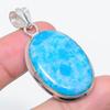 Natural Larimar Gemstone Handmade 925 Sterling Silver Jewelry Pendant 1.89" Y3t91