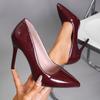 New Patent Leather Pointed Toe Stiletto Heel Shoes, Luxury Elegant Women's Pumps, Size 34-43