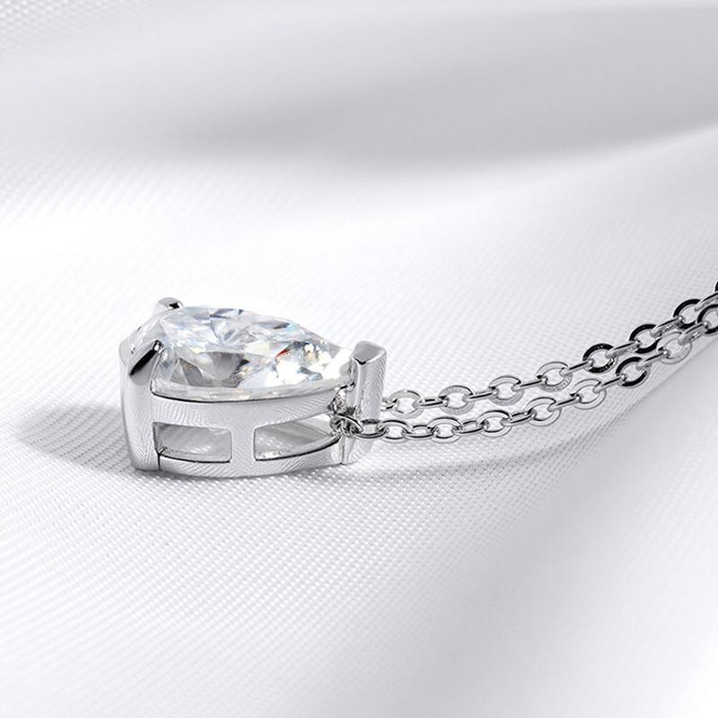 Smyoue 1-4CT Pear Cut Moissanite Pendant Necklace for Women Girls 3 Designs Lab Diamond Wedding Silver 925 Chains Fine Jewelry
