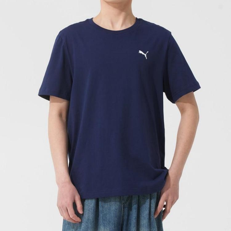 Puma Sports Lifestyle Series Nautical Brand Logo Breathable Casual Short Sleeve T-Shirt Men T-Shirts Blue 692480-06