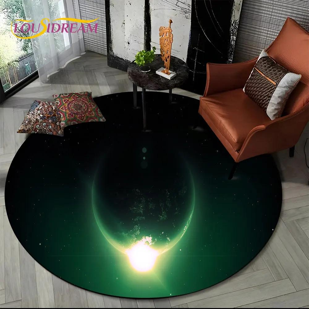 

Earth Space Fixed Stars Galaxy Round Area Rug,Carpet for Living Room Children s Bedroom Sofa Playroom Decor,Non-slip Floor Mat 60cm