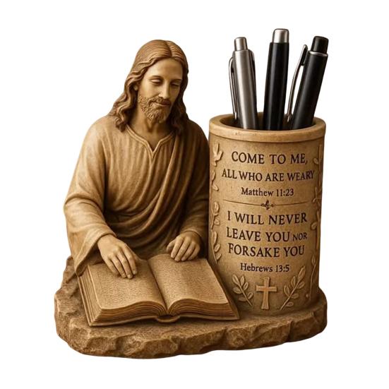 

Подставка для ручек с библейским стихом Вдохновляющий христианский настольный органайзер Подставка для ручек с библейским стихом Религиозный подарок, основанный на вере, для мужчин женщин христиан жёлтый