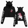 Anime Elfen Lied Lucy Kawaii Crop Top Hoodie Funny Cat Ear Cropped Short Sweatshirt Hooded Pullover Women Tops Streetwear