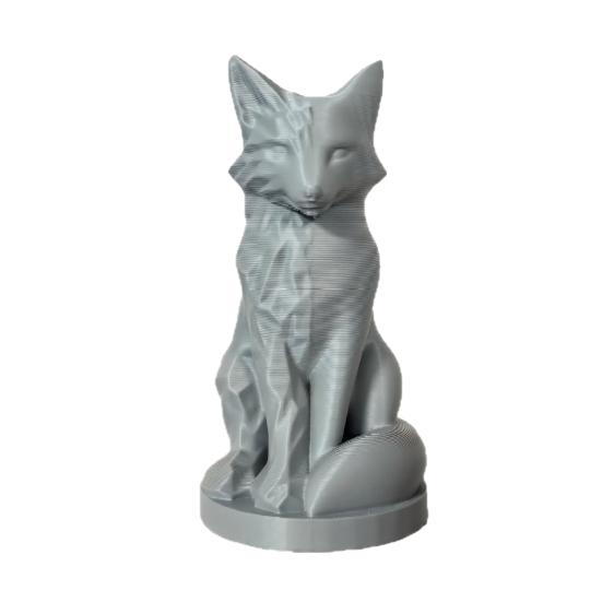 Geometric Faceted Fox Figurine Sitting Fox 3D Printed Statue