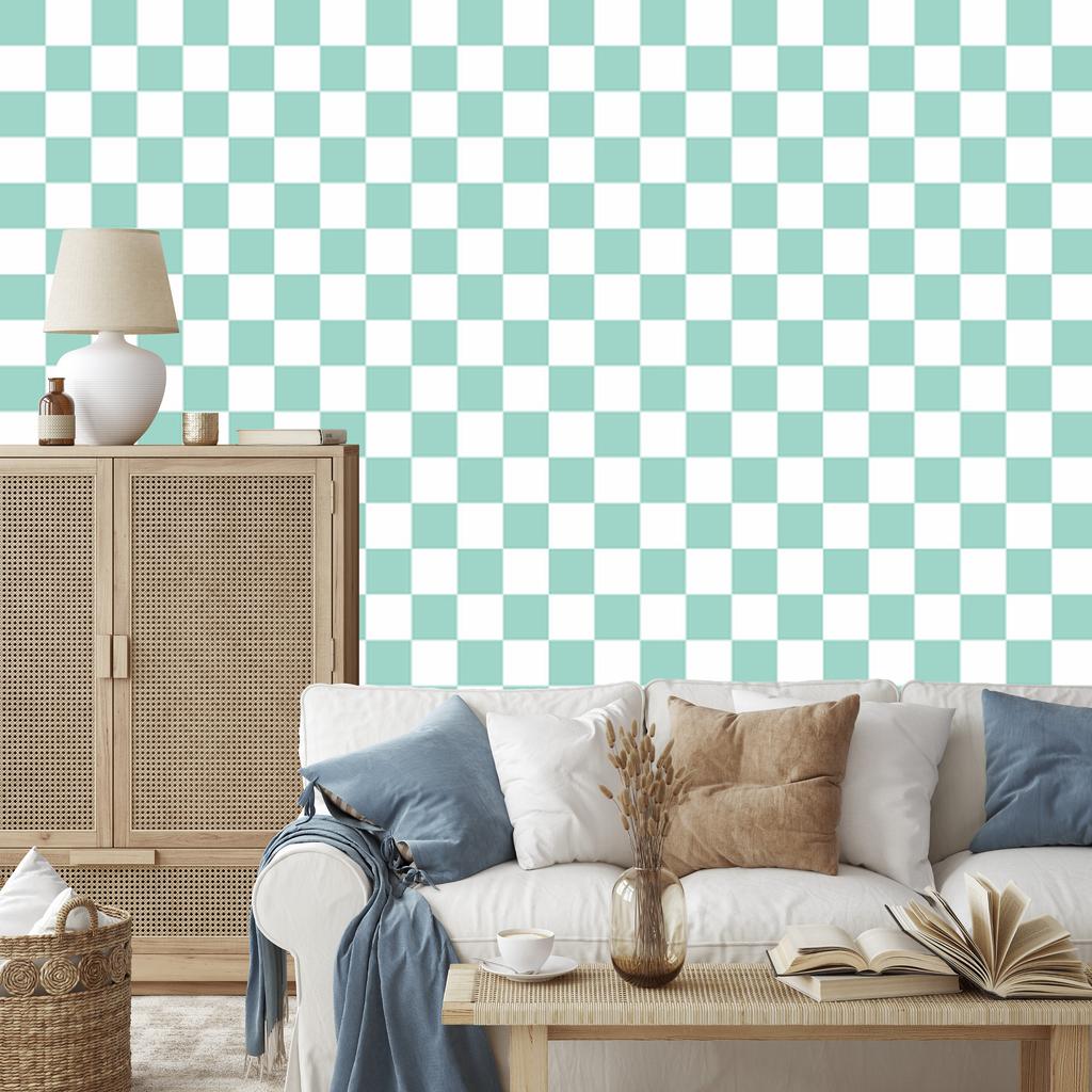 White Checkerboard Wallpaper for Living Room and Bedroom 50x1000