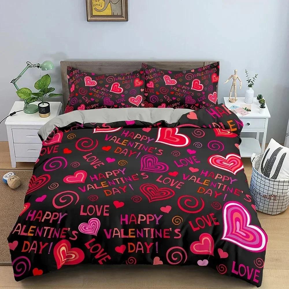 New 3D Luxury Bedding Set Love Heart Duvet Cover Single Full Quilt Cover Comforter Bedding Bed Set For Girls Woman