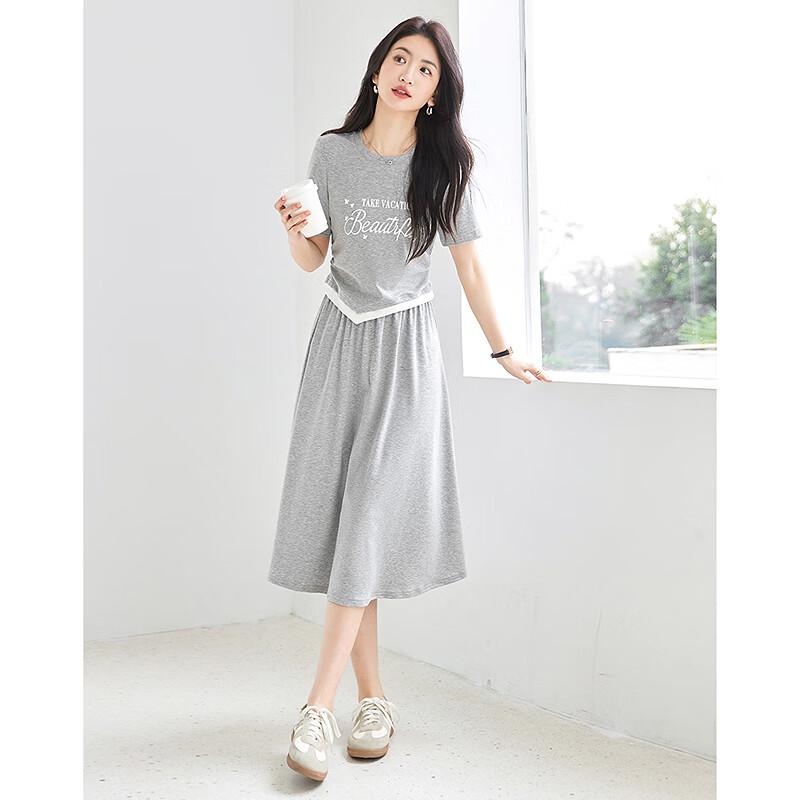 

Women s Elegant Short Sleeve Top & Midi Skirt Set XL