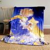 A boy with a crown and scarf holds a rose, interacting with a fox. for all seasons blanket lunch break throw gift