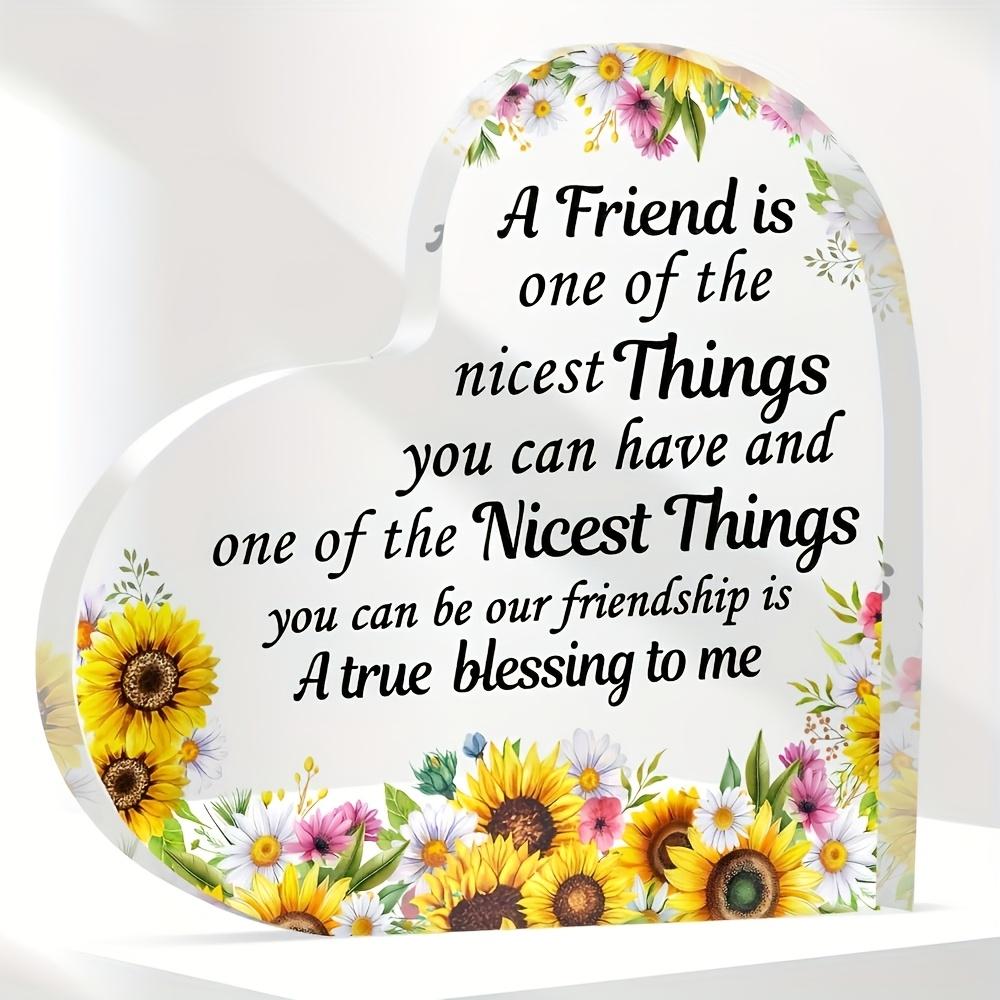 2D Flat, 1pc, Graduation/Farewell Gift Decorative Plaque - "Our Friendship Is a True Blessing to Me" with a Heart-shaped Desktop Ornament Featuring Co