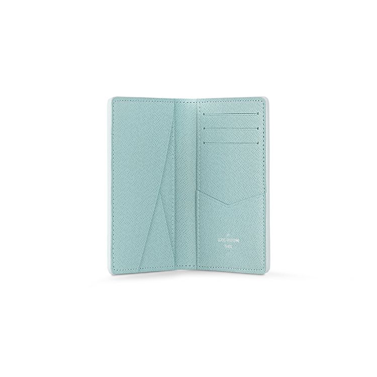 Louis Vuitton Pocket Organizer Vintage Ink Wash Print Water Park Water Droplet Print Coated Canvas With Leather Trim Card Holder Wallet Regular M82371