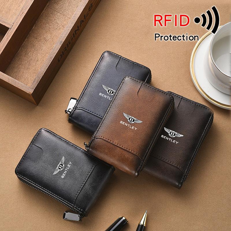 Vintage Läder Kortfodral Bil Förarkortsplånbok RFID-skydd För Nya Bentley Flying Spur Continental GT Bentayga Mulsanne