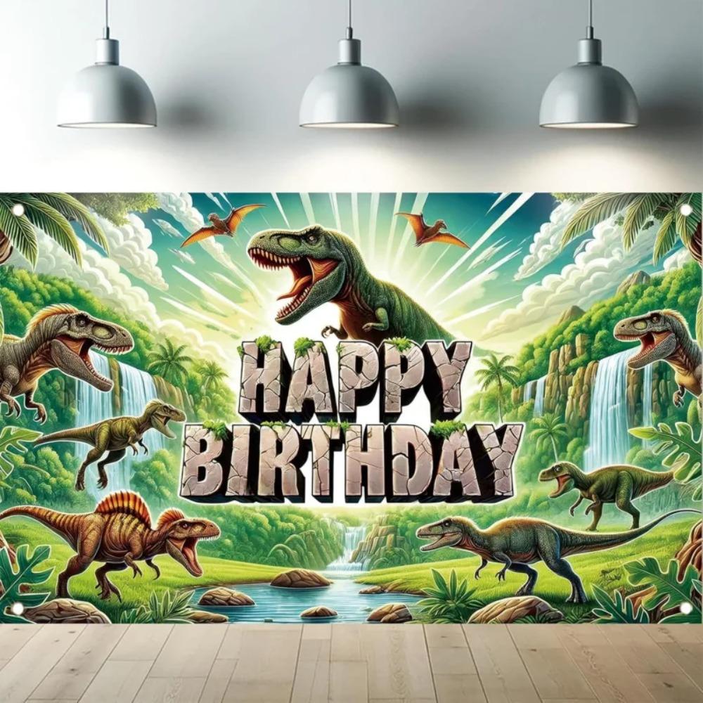 Jurassic Jungle Realistic Tyrannosaurus Rex Theme Banner Background Birthday Party Home Decoration Photography Backdrop Cloth