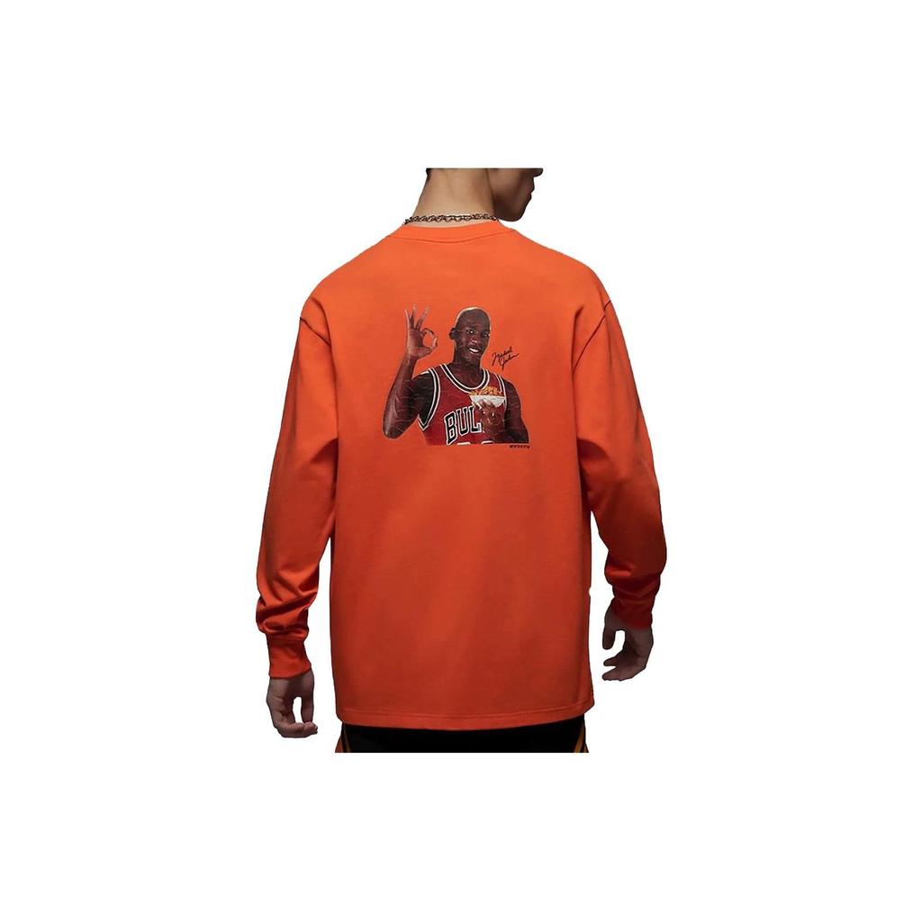 Jordan Logo Print Drop Shoulder Long Sleeve T-Shirt Men Tops Orange DV8429-817