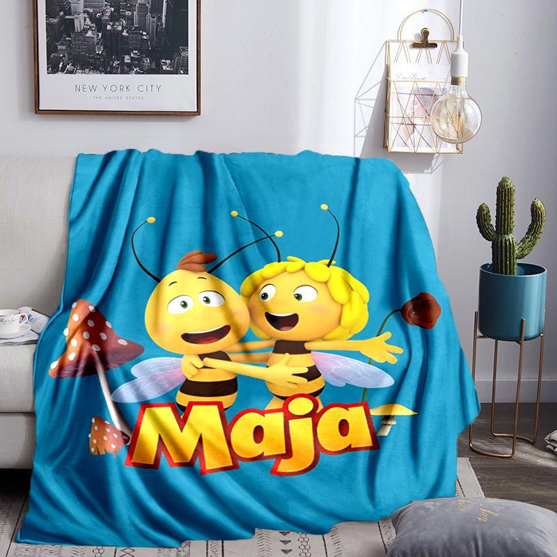 Bee Adventure Maya Throws Blanket Flannel Blankets Plush for Couch Bed Gifts for Men Women Travel Picnic Blanket Christmas Fan Gifts