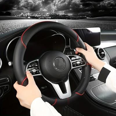 38 Cm/15 Inches Universal Car Faux Leather Steering Wheel Cover Sweat-absorbent And Breathable Handle Interior Upgrade New Amagi