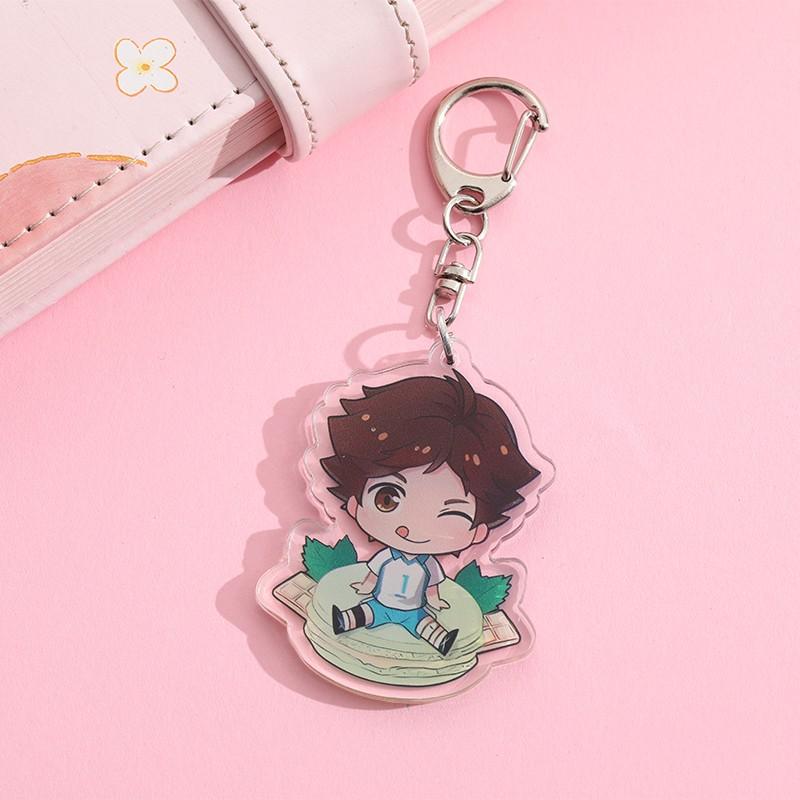 1/12Pcs Anime Character Haikyuu Acrylic Car Keychain Cute Backpack Pendant Funny Bag Charms Accessories Decoration Holiday Gifts