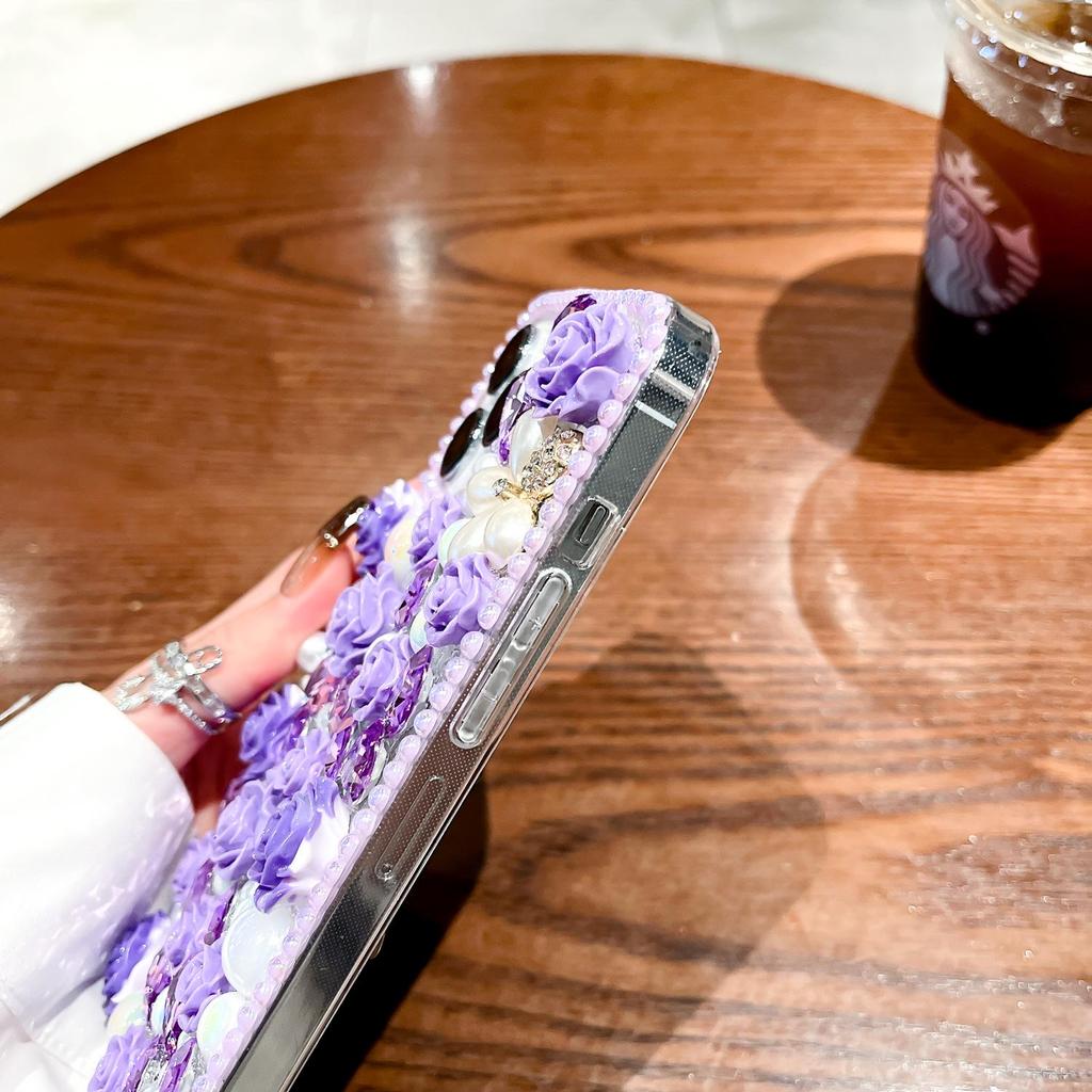 Lux Rhinestone Rose Flower iPhone Case: Drop-Proof, Full Coverage, Compatible with iPhone 13, 14, 15, 16