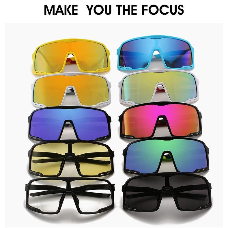 Hot Sale Fashion Cycling Glasses Outdoor Sports Glasses One-Piece Large Frame Sunglasses Colorful Reflective Mercury Sunglasses