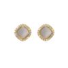 Korean light luxury high-end small fragrant wind stud earrings women's fashion square opal earrings mosquito coil disc earclips without earholes