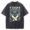 Anime Movie Demon Slayer Unlimited Castle Washed T-shirt Printed T-shirt Fashion Anime Enthusiast Short Sleeve