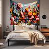Boho Chic Wall Tapestry With Moon Phase Floral Starry Sky Design Bedroom Yoga Studio Decor