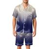 Men Satin Short Sleeve Pajama Set Two Piece Sleepwear with Pocket Button Down Shirt and Shorts Comfortable Nightwear