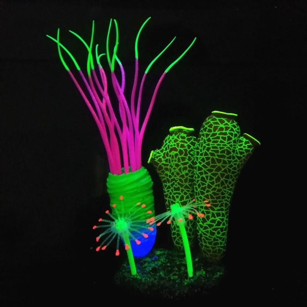 Светящийся имитация морского асцидии силиконовый реалистичный подводный растения красочный живой искусственные водоросли террариум для рептилий