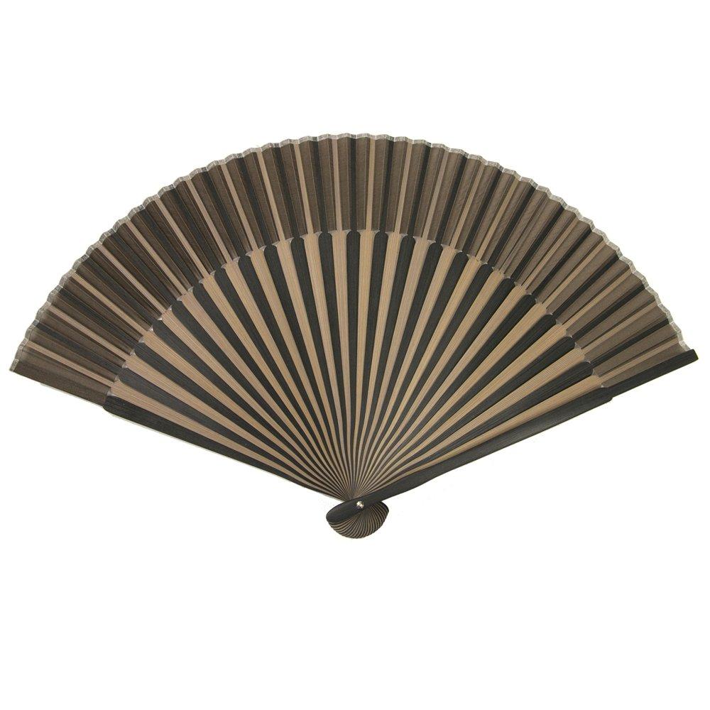 Folding pure bamboo set of two fan for women [KYOETSU] [Kyoetsu] fan, silk, plain, two-tone black, (fan, bag) (15)