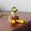 Mini Green-headed Duck Statue Handmade Desktop Ornament Wooden Duck Figure  Tabletop Display