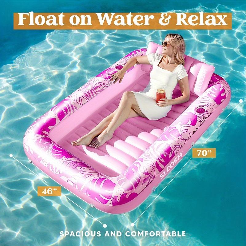 Joyfy Boia Inflável para Piscina de Bronzeamento 178cm x 117cm Boias de Piscina para Adultos Com Travesseiro Cama de Bronzeamento Lounge Para Festa na Água de Verão
