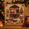 Artistic Faux Pearl Bead Mosaic Christmas Art Kit, 20x20cm Xmas Painting DIY Decorative Gemstone Wall Sparkling 3D Diamond Craft Kit for Adults,