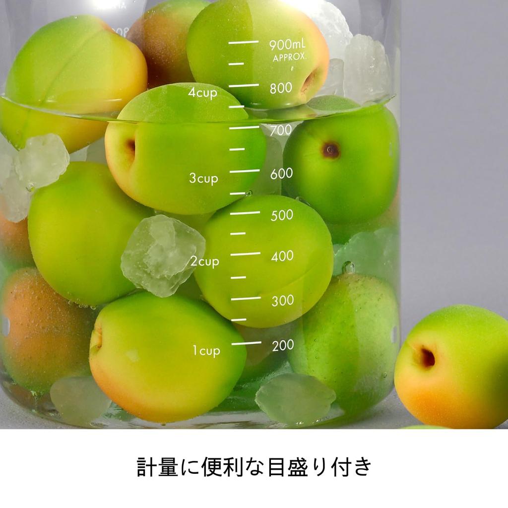 Hario SLOWRA 1000mL Glass Fruit Perfect for and Homemade Food Made In Japan Heat-Resistant Pot, Vinegar, Pickles, Storage, White, (SFP-1000-W)