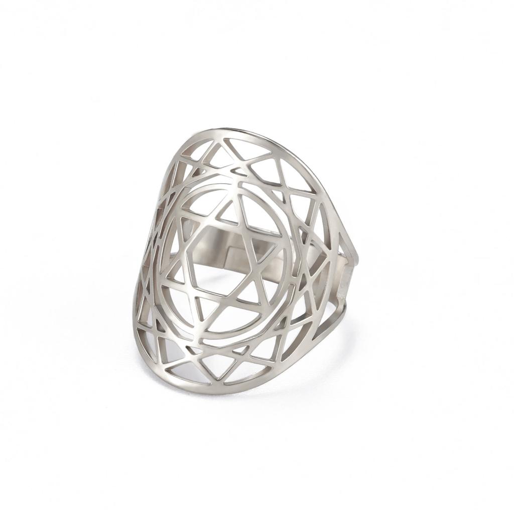 Anillo Ajustable de Acero de Titanio Estrella de David Accesorio de Joyería Unisex Regalo de Cumpleaños
