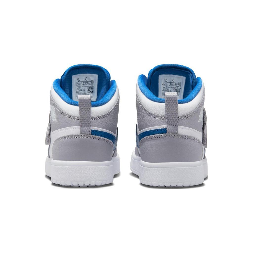 Jordan Air Jordan 1 Mid top Children's Basketball Shoes Gray Blue Children Aged 3 7 Years Old BQ7197-014