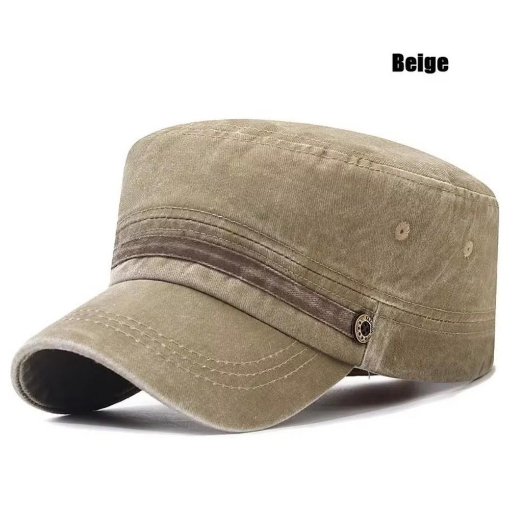 Adjustable Big Head Flat Hat Washed Cotton Middle-aged Dad Hat Retro Sun Hat Men Women