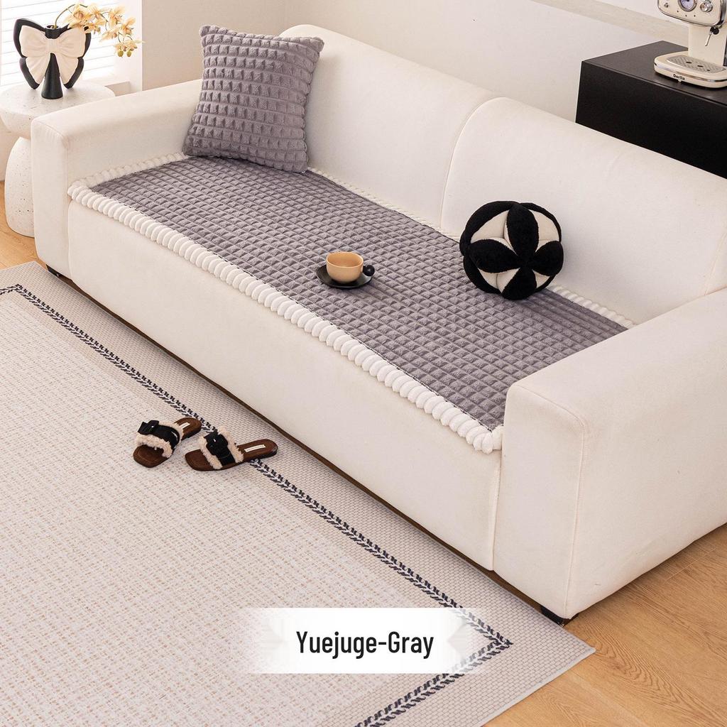 2025 New Winter Plush Thick Leather Non-Slip Sofa Cushion Cover