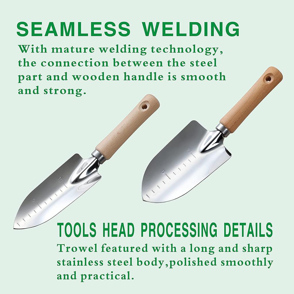 GTS07A Gardening Hand Tool Set, Wooden Garden Tool, Professional Gardener Tool Stainless Steel
