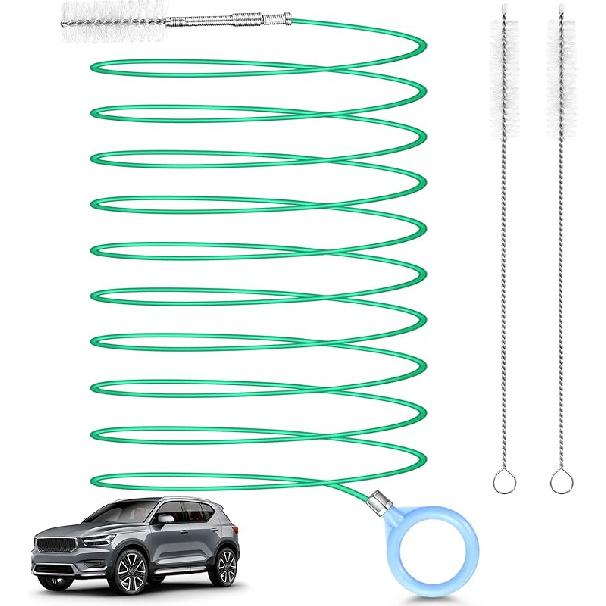 Auto Sunroof Drain Cleaning Tool,118Inch Long Pipe Cleaner For Car,Flexible Tube Cleaning Brush With 2Pcs 7.9Inch Cleaning Brush Skinny Pipe Drain