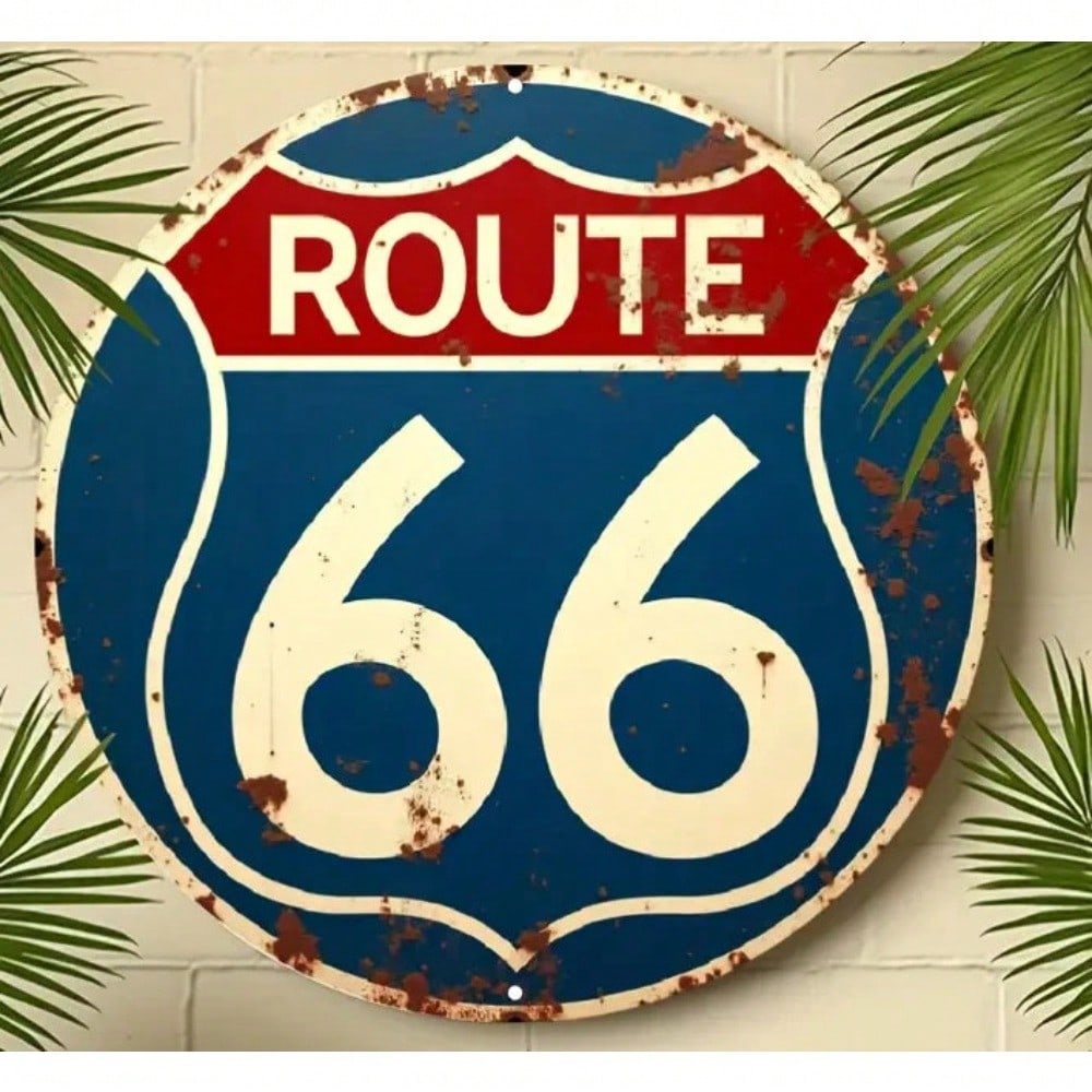Retro Route 66 Vintage Tin Sign Garage Cafe Pub Wall Decor 20x20