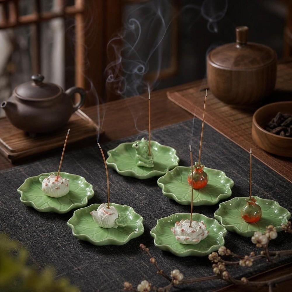 Ceramic Incense Burner Zen Chinese Style Tabletop Incense Base Desk Ornaments Censer Holder Home