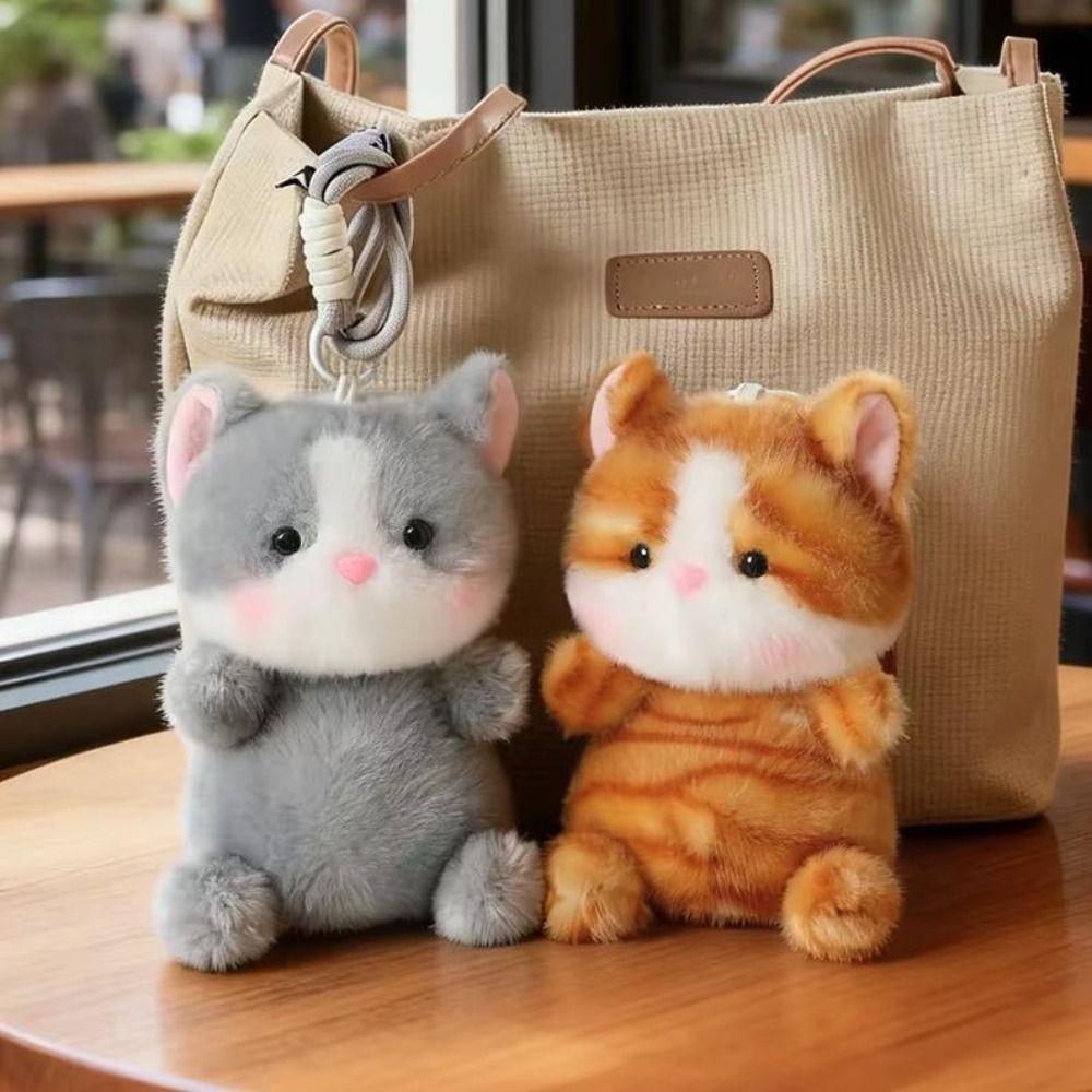Soft Plush Cat Stuffed Keychain Fluffy Kitten Pendant Mini Cat Plush Keychain Backpack Decor
