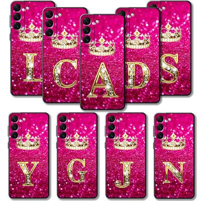 Rot Rosa Gold Diamant König Krone Buchstabe für Samsung Galaxy S23 S22 S21 S20 Fe Ultra S10 S9 S8 Plus Note 20ultra 10plus Hülle