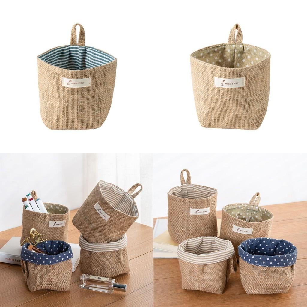 Versatile Cotton Linen Hanging Mini Storage Basket For Effective Home Organization Box